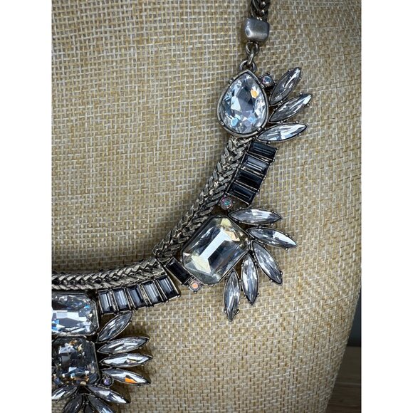Loft Silver-Tone Crystal Statement Necklace With Rhinestone Accents - Picture 5 of 15